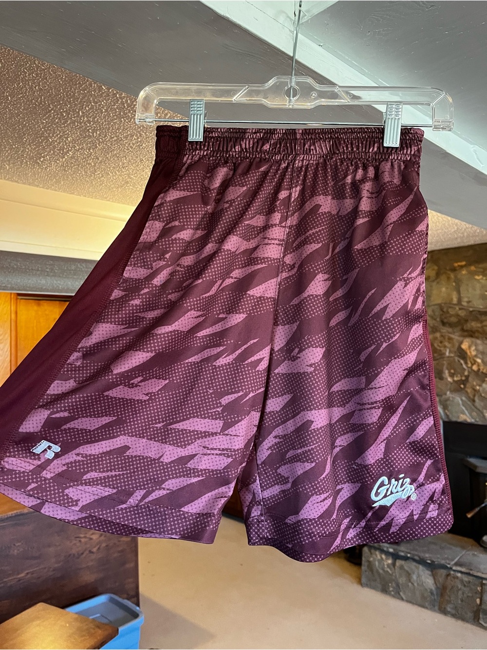 Russell Athletic Maroon Patterned Boy's Athletic Shorts